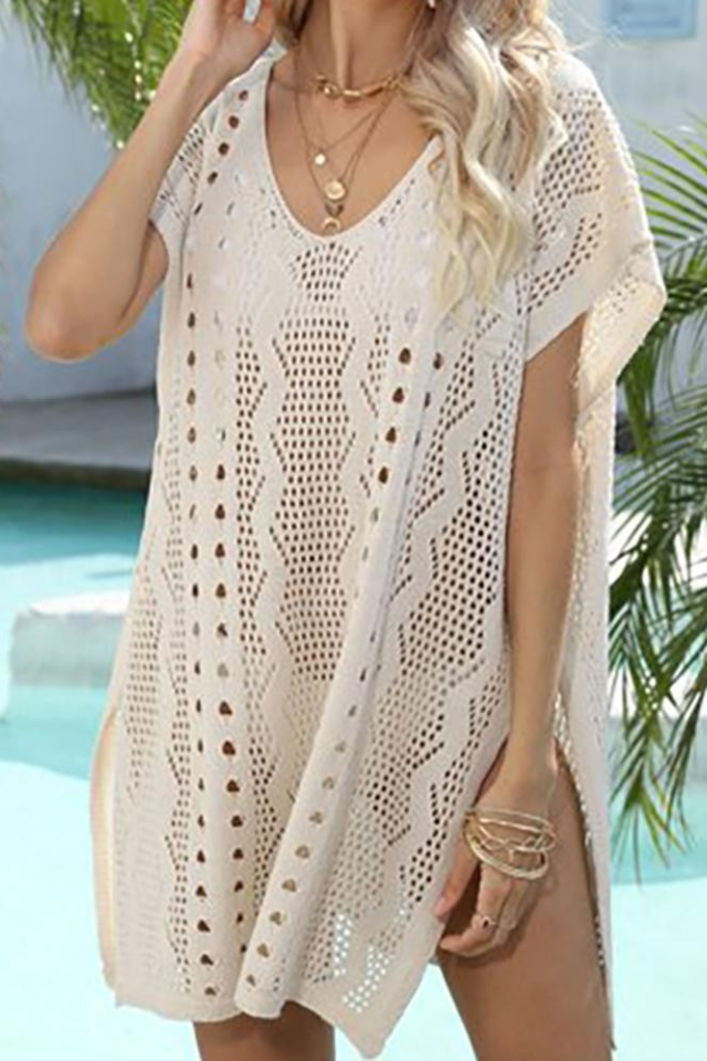 Crochet Eyelet Swimsuit Cover Up Cream Village Trends Boutique