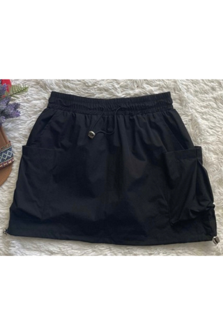 Drawstring Skirt with Lining Shorts (Black)
