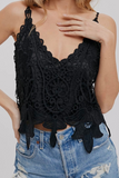 Floral Crochet Lace Top (Black)