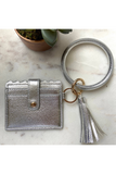 Card Holder With Key Ring Bangle & Tassel (Silver)