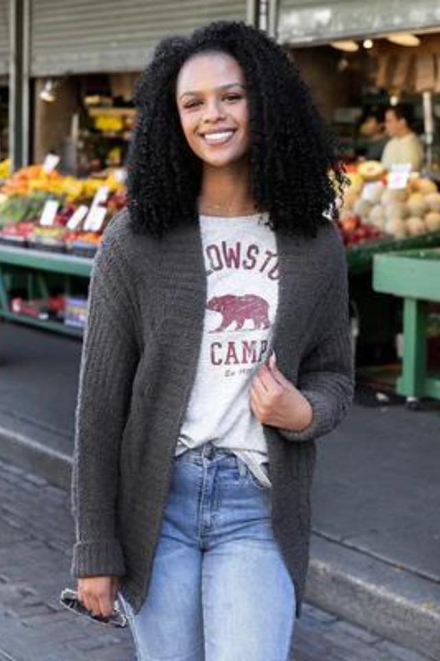 Grace u0026 Lace Cabled Cloud Cardigan (Graphite) | Village Trends Boutique