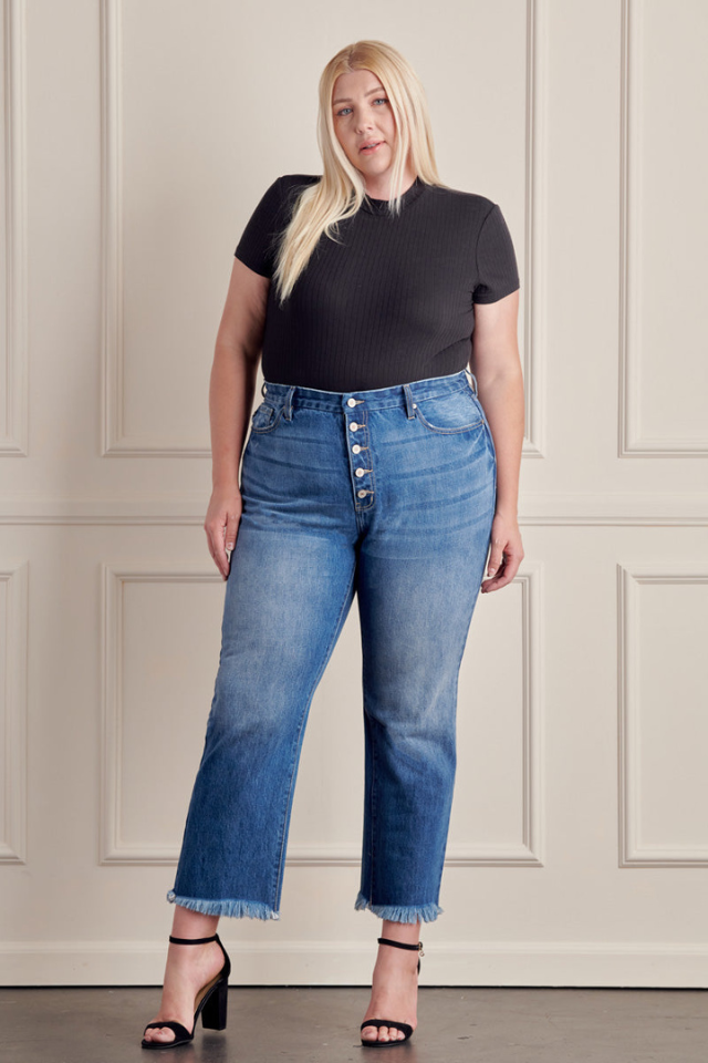 Plus Size, High Rise Straight Leg Jeans (Medium) FINAL SALE