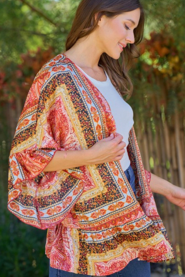 Printed clearance kimono jacket