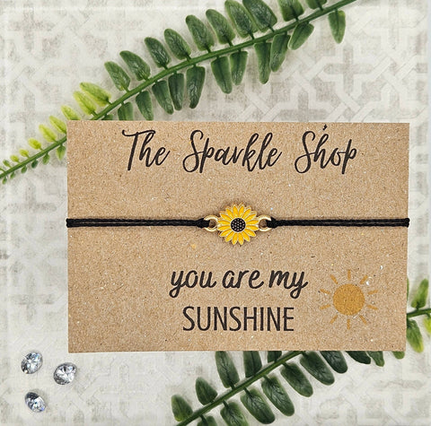 "You Are My Sunshine" Sunflower Charm Bracelet