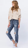 Judy Blue Mid-Rise Original Bleach Splash Boyfriend