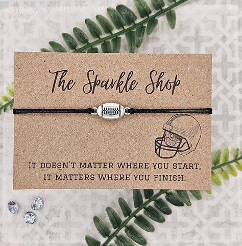 "It Matters Where You Finish" Football Charm Bracelet