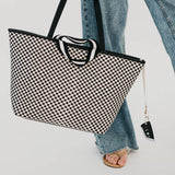 Woven Tiffany Organizer Tote Bag: Black