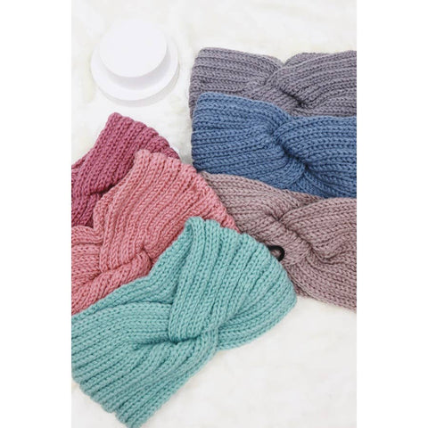 Twisted Ribbed Knit Winter Headwrap: MIX COLOR / ONE