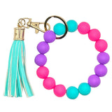 Silicone Beaded Bracelet Keychain - Hot Pink Paradise