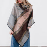 Bianca Button Neck Poncho: Brown