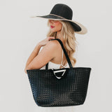 Woven Tiffany Organizer Tote Bag: Black