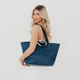 Woven Tiffany Organizer Tote Bag: Black