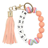 Silicone Beaded Bracelet Keychain - Teacher