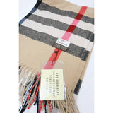 Wool Plaid Cashmere Scarf With Tassel: BLACK / ONE