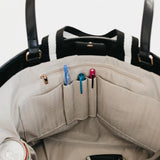 Woven Tiffany Organizer Tote Bag: Black