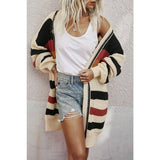 Knit Stripe Long Sleeves Cardigan