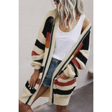 Knit Stripe Long Sleeves Cardigan