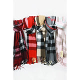Wool Plaid Cashmere Scarf With Tassel: CAMEL / ONE