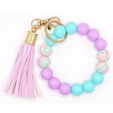 Silicone Beaded Bracelet Keychain (Lilac Fields)