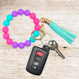 Silicone Beaded Bracelet Keychain (Hot Pink Paradise)