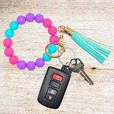 Silicone Beaded Bracelet Keychain - Hot Pink Paradise