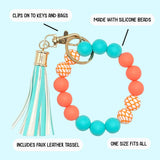 Silicone Beaded Bracelet Keychain - Sea Coral