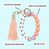 Silicone Beaded Bracelet Keychain - Teacher