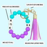 Silicone Beaded Bracelet Keychain - Mom