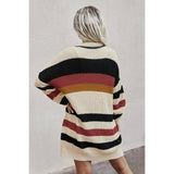 Knit Stripe Long Sleeves Cardigan