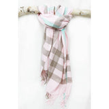 Wool Plaid Cashmere Scarf With Tassel: CAMEL / ONE