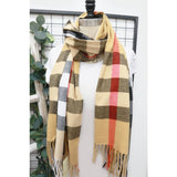 Wool Plaid Cashmere Scarf With Tassel: BLACK / ONE