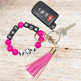 Silicone Beaded Bracelet Keychain - Cat Mom