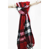 Wool Plaid Cashmere Scarf With Tassel: BLACK / ONE