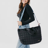 Day Dreamer Quilted Tote Bag: Black