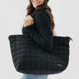 Day Dreamer Quilted Tote Bag: Black