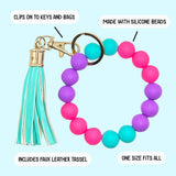 Silicone Beaded Bracelet Keychain (Hot Pink Paradise)