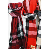 Wool Plaid Cashmere Scarf With Tassel: BLACK / ONE