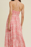 Abstract Print Maxi Dress (Pink)