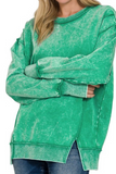 Acid Wash Exposed Seem Sweatshirt (Kelly Green)