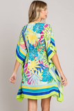Bright Floral Print Coverup Top (Lime)