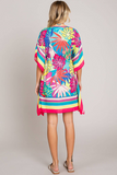 Bright Floral Print Coverup Top (Pink)