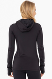 Brushed Slim Fit Active Top with Hood (Black)
