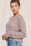 Chevron Pointelle Top with Scalloped Edge