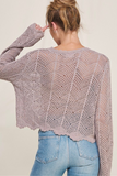 Chevron Pointelle Top with Scalloped Edge