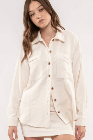 Corduroy Button Up (Ivory)