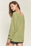 Dolman Sleeve Waffle Texture Top (Moss)