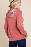 Floral Contrast Hoodie (Rust)