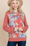 Floral Contrast Hoodie (Rust)