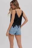 Floral Crochet Lace Top (Black)