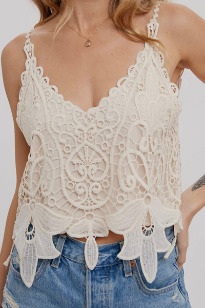 crochet floral lace eyelash top
